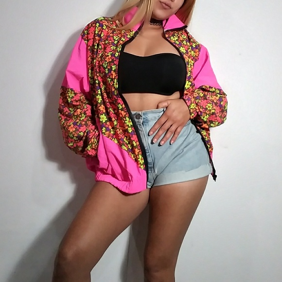 LAST ONE!!!!!!Neon Floral Windbreaker - Picture 6 of 8